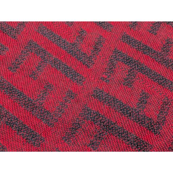 Red Black Pattern Scarf Woven Tassel Rectangular - Picture 4 of 4